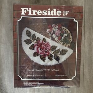Vintage Fireside Latch Hook Rug Kit Rosenelfe FI-13-2003 Floral Sealed 19.5"x39"